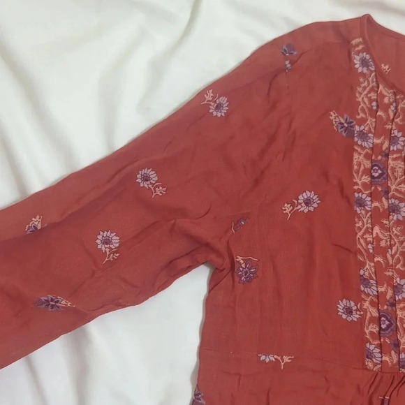 Lucky Brand Floral Peasant Top, Color Rust Size L - Picture 4 of 14